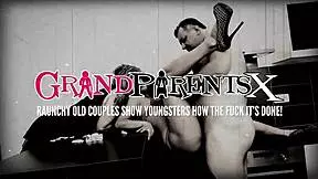 Grandparents caught, invite horny teen 18+ to join fucking on bed