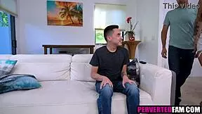 slut step daughter gets fucked in a threesome with father in law and uncle