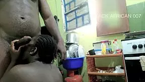 Hot blowjob in home kitchen - sheer or red