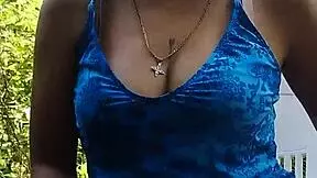 Petite Latina gives blowjob in mountain setting.