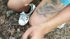 Petite Latina gives blowjob in mountain setting.