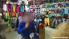 Security guard confronts shoplifter Emma Starletto in office