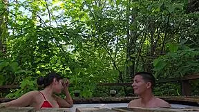 latina amiga rides hard in public jacuzzi spying