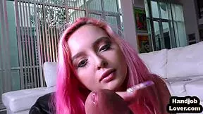 Coloredhair Teen POV Handjobs BF While Talking Dirty.