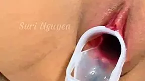 yo, viet nam student with hairy beaver in wet homemade action