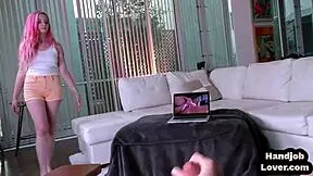 Coloredhair Teen POV Handjobs BF While Talking Dirty.