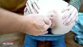 Exotic skinny coed raven fingers her shaved pussy and sucks a cock in solo action.