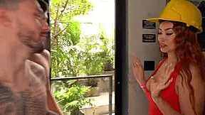 Amazing redhead andrea castro takes two cocks in her pussy at once.