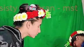 Teen roommate seduces into group fun with wet tits and cumshot