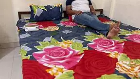 Indian stepmom and stepson sharing a bed in hotel with dirty talk 😏