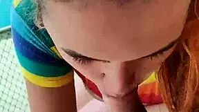 ever tried fucking in public for the first time? this redhead screams during outdoor sex