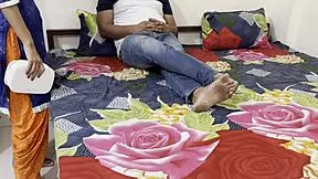 Indian stepmom and stepson sharing a bed in hotel with dirty talk 😏