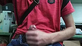 This time I masturbated at my desk with monster cock!