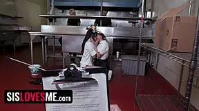 asia and mads start working at the restaurant under their stepbrother's supervision