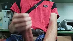 This time I masturbated at my desk with monster cock!