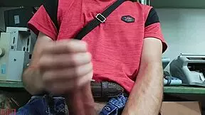 This time I masturbated at my desk with monster cock!