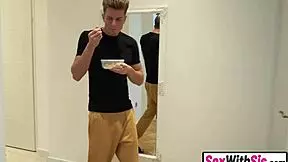 Masturbating teen stepsis needs her stepbro's big cock inside her.