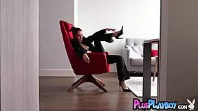 Elegant Teen Model Pauline Pastel Poses in Black Lingerie, Ripping Clothes to Expose Small Tits and Ass