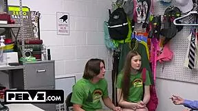 Shoplifting counselor rides hard with shaved pussy to dodge jail time