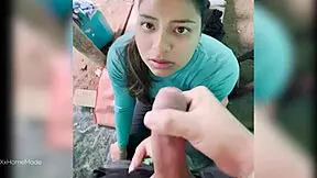 I paid this young colombian farm babe to suck my cock for cash