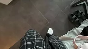 big ass step sis stuck under the table in panties, step brother gets horny and fucks her doggy pov