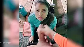 I paid this young colombian farm babe to suck my cock for cash