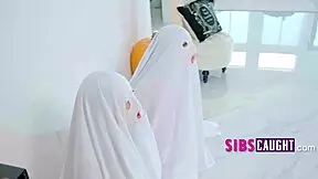 Step-Sis Halloween Threesome Taboo