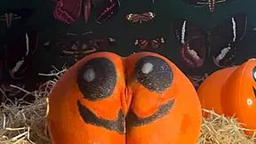 Teen Gets Double Creampie In Dripping Pussy At Halloween Pumpkin Patch