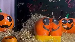 Teen Gets Double Creampie In Dripping Pussy At Halloween Pumpkin Patch