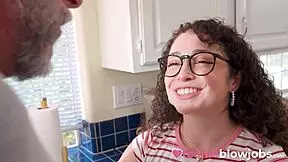 Curly Haired Pixie Shows Appreciation With Sensual Blowjob To Handyman