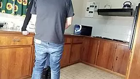 Quickie kitchen fuck, 'Want standing sex bent over?'