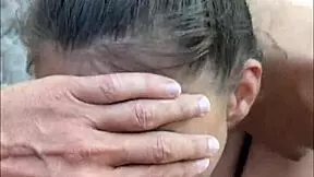 Sloppy Teen Model Gives Risky Beach Blowjob