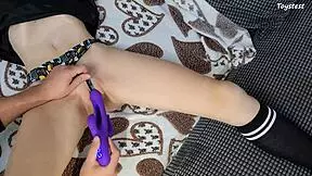 Trident Vibrator Destroys Petite Stepsister with Insane G-Spot Orgasms in Close-Up