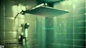 Stunning brunette model took a shower