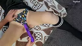 Trident Vibrator Destroys Petite Stepsister with Insane G-Spot Orgasms in Close-Up