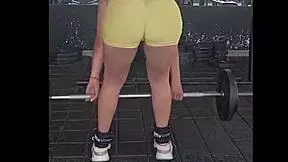 nicole medallo sweats at gym for anal pleasure