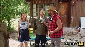 Stepdaddy fucks son's girlfriend outside!