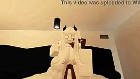 yo, shy roblox girl turns wild riding big cock cowgirl