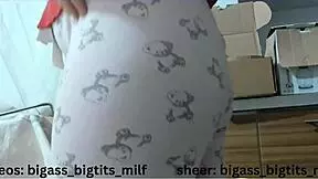 I can't stop masturbating in my pajamas, showing off my big ass and camel toe, milf style.