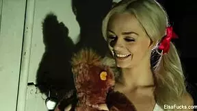 Elsa Jean fucks a masked stranger, feeling intense emotions in her blonde teen pussy.