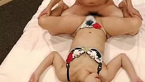 Enjoy Missionary Sex with Big Tits Wife in White Lingerie!