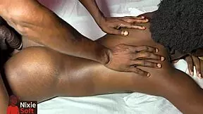 boyfriend gives his girlfriend a relaxing body massage