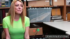 Blonde Teen Feels Exposed at Desk as Officer Watches Her Passionately