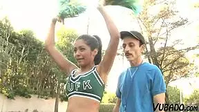 Bitchy Cheerleader Sucks 10 Inch Cock in Retro Anal Scene