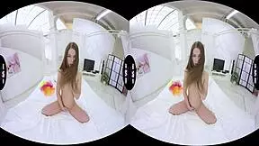 bow-tie naked sweetie masturbates with dildo