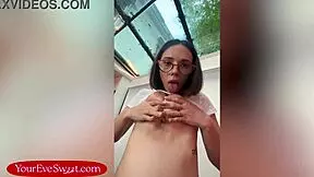 Big tits petite stylist topless haircut turns wild dildo ride