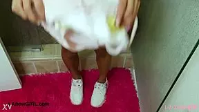 cute teen brunette showers with daddy pov 😘