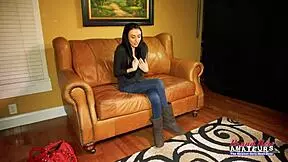 Brunette Hottie Olyssia Finger Fucks Pussy And Sucks Hard Cock