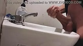 I rest my balls on the sink while prepping for a massive cumshot