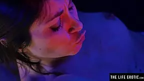 Hey, check out her fucking that tight asshole with a huge ice dildo up close